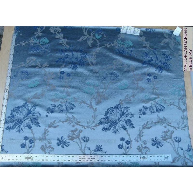 Scalamandre Mallorcan Garden Blue Jay Magical Silk Lampas Mediterranean Rose MSRP USD 324/Y
