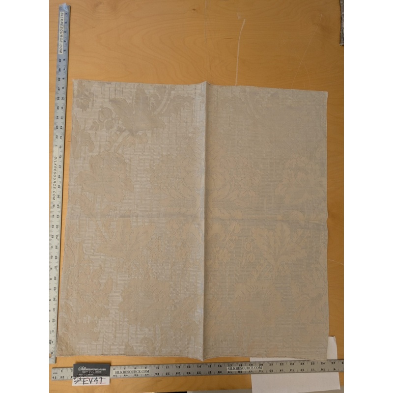 113 EV47 Square Scalamandre Colony Fabrics Villa Ada Beige Damask Floral Foliage Jacquard Cotton Viscose