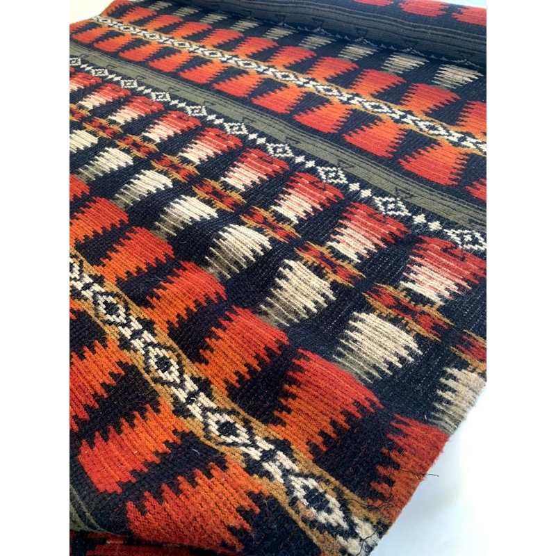 Italian Southwestern Ethnic Mohair-Like Wool Coating - Burnt Orange / Black / Olive / Beige