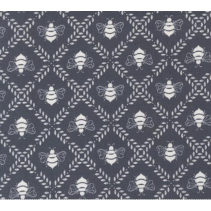 Sun Drenched Gathering Honey Novelty Bees Indigo Fabric