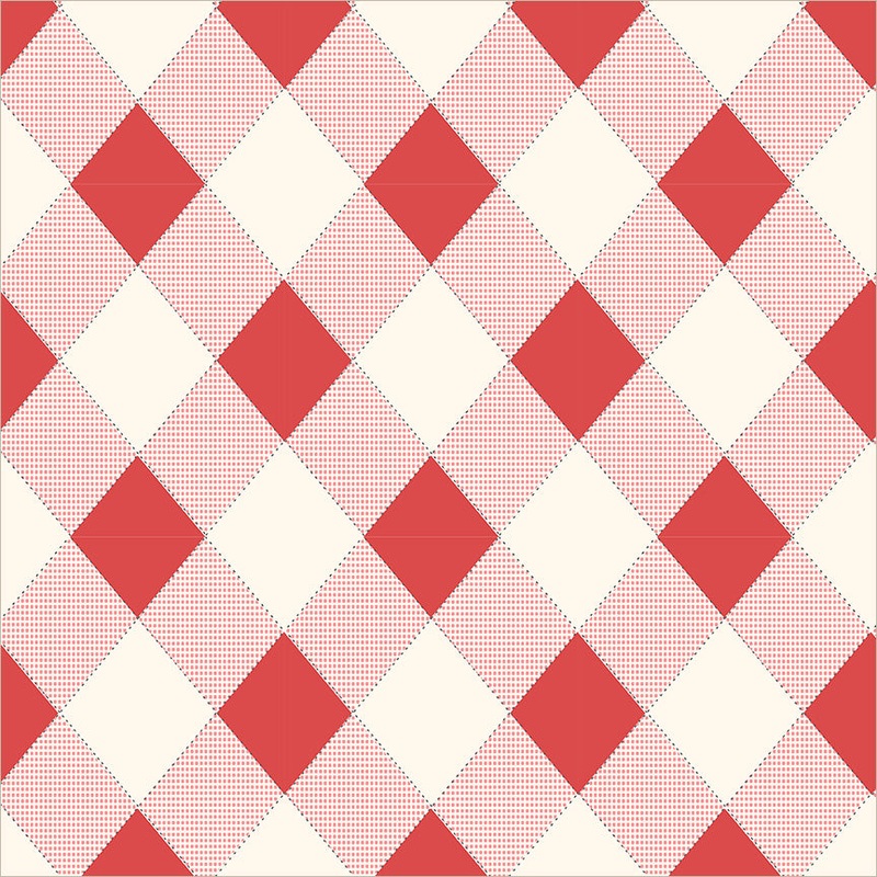 108" Quilt Back Denyse Schmidt 55384DW-1DES Cherry Gingham Diamond Cotton