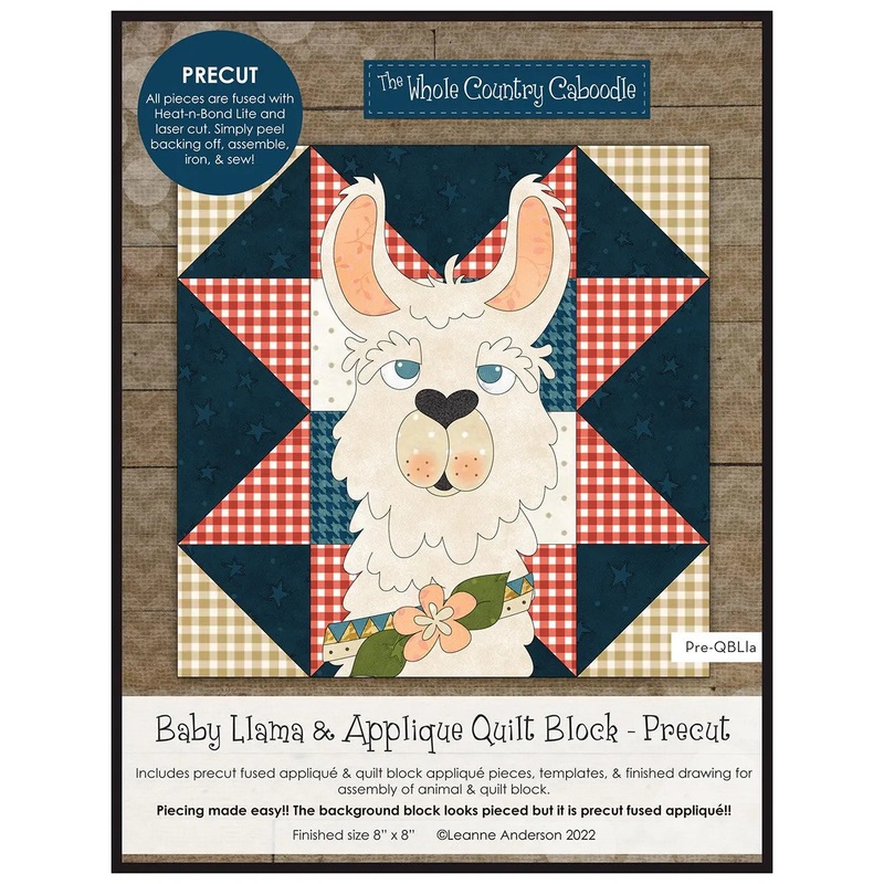 Baby Llama & Applique Quilt Block Precut Fused Applique Pack