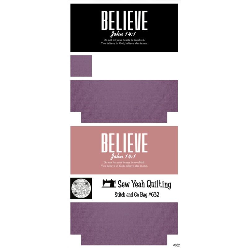 Stitch & Go Bag #632 - Bible Verse & Believe on Light Purple