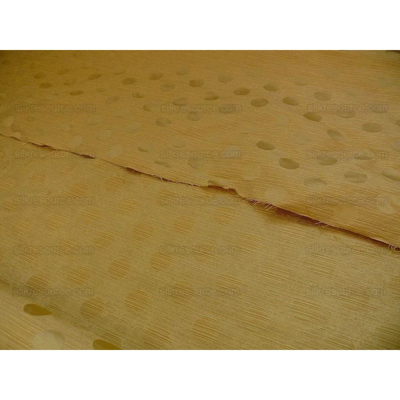B. Berger Duralee 100% Silk Damask Polka Dot "sunkissed" Gold Yellow Reversible Strie and Satin Mid-Century MSRP USD 250/Y