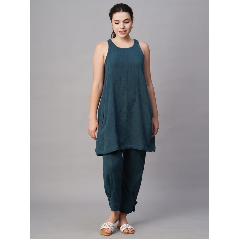 Women's Blue Cotton Regular Fit Kurta BLUE