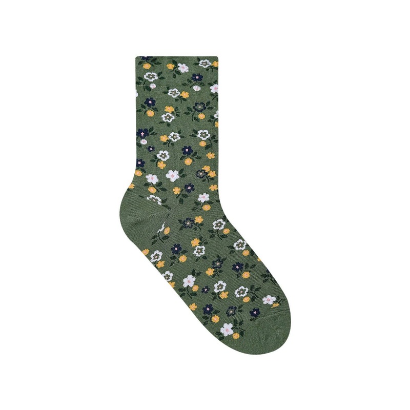 Women's Flower Pattern Crew Socks, multiple colorways