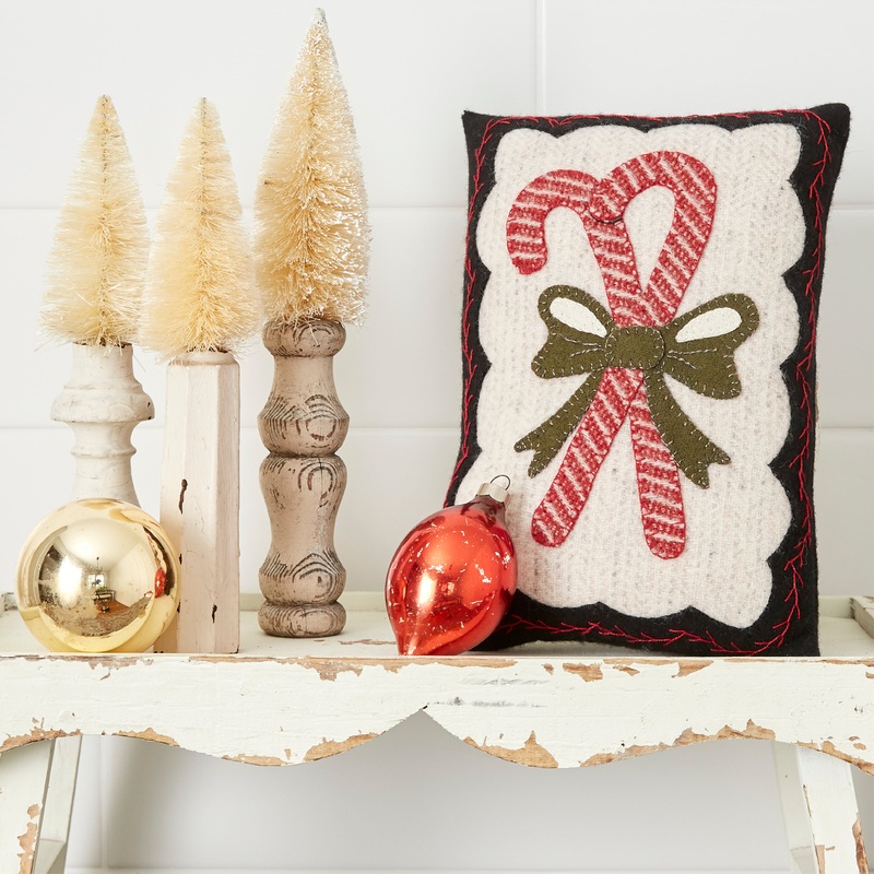 Candy Cane Scalloped Pillow