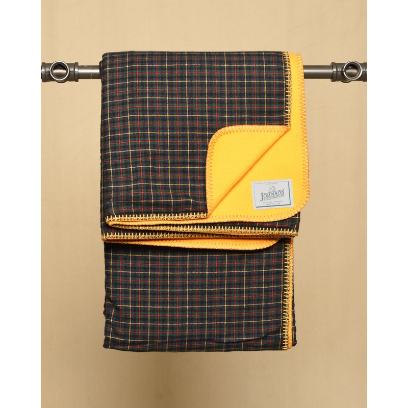 Flannel-Lined Wool Throw - Yellow wool - Bagpipe flannel Yellow - Bagpipe