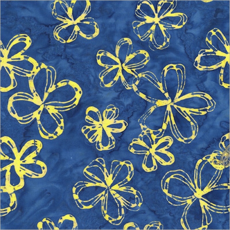 Sapphire Anthology Fabrics 2865Q-X Blue Flower Sketch Batik Cotton