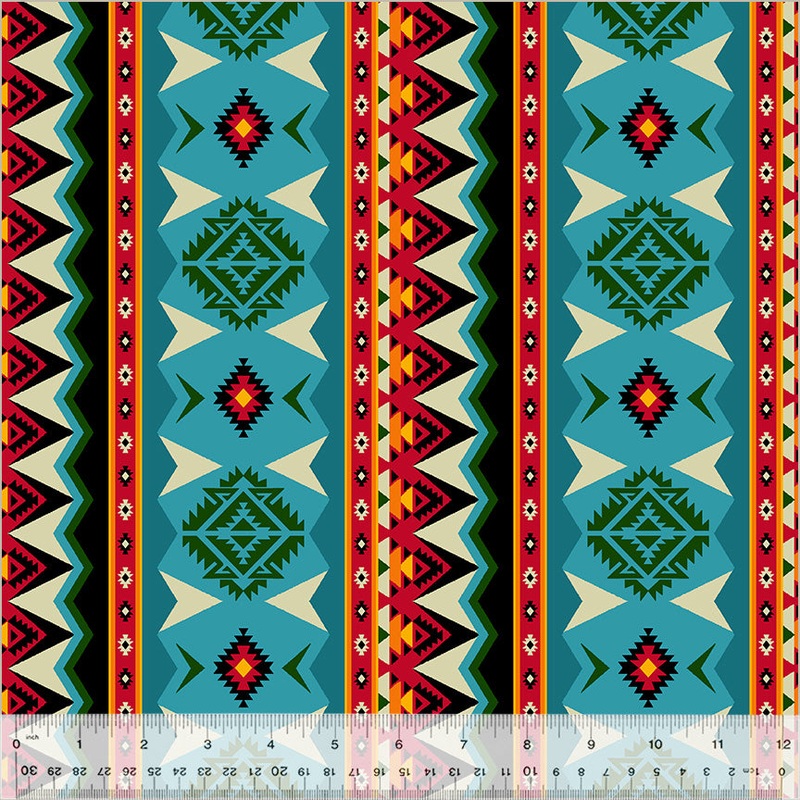 Spirit Trail Whistler Studios 53267-2 Turquoise/Tan Huallpa Cotton