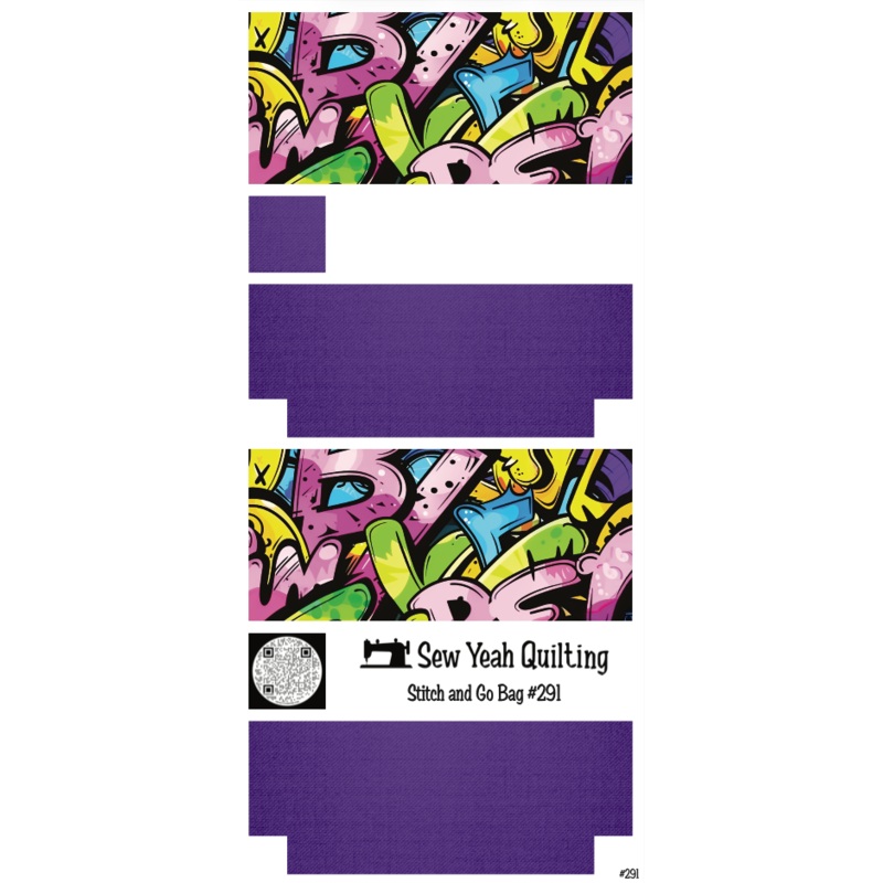 Stitch & Go Bag #291 - Graffiti Bubbly Letters on Violet