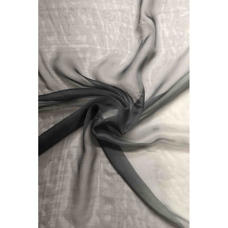 Storm Gray/Black Ombre Silk Chiffon 2D-1005 Fabric