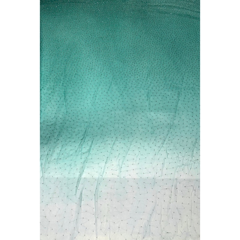 Aqua Ombre Sequin & Beads on Silk Chiffon JEC-201-10