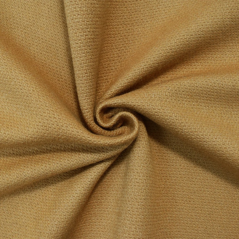 Brown Wool-Poly Solid Brushed Back Dobby Woven Jacketing Fabric