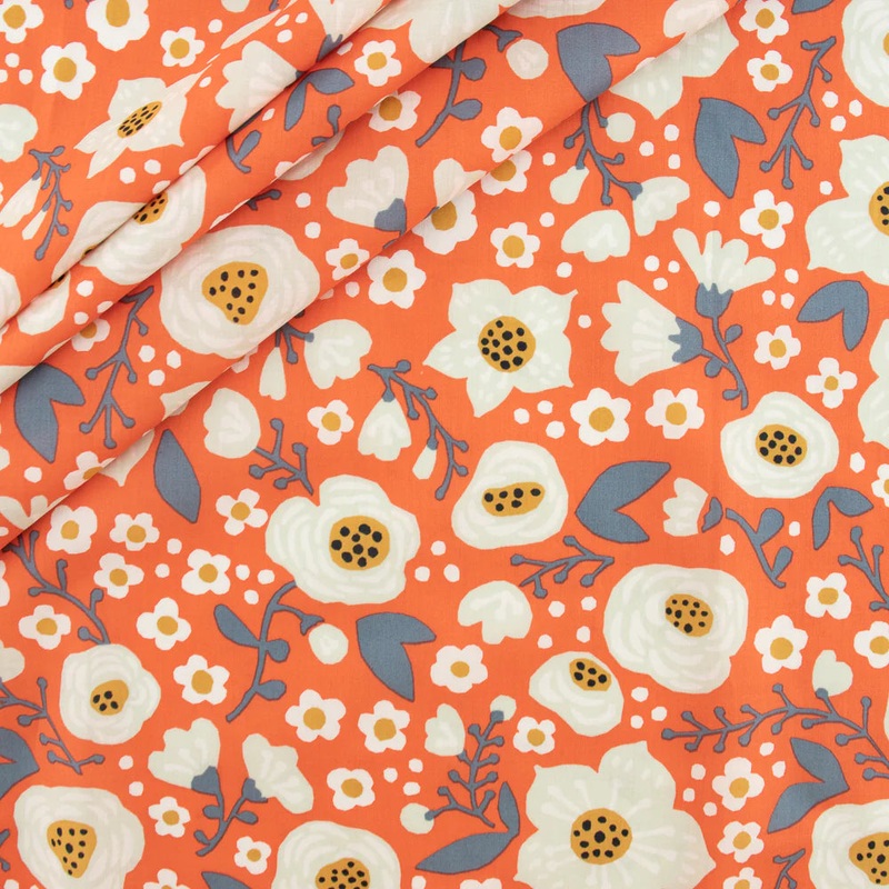 Remnant 81125, Birch Organic, Bella Donna Coral, Organic Cotton lawn, 1.3 yard