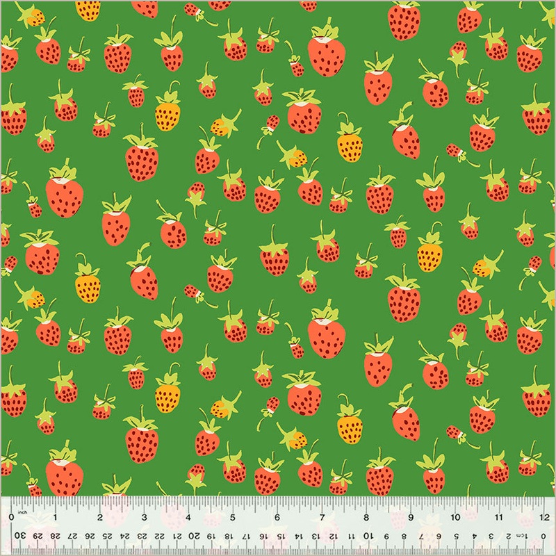 Studio Edit Heather Ross 37024D-5 Green Strawberries Cotton
