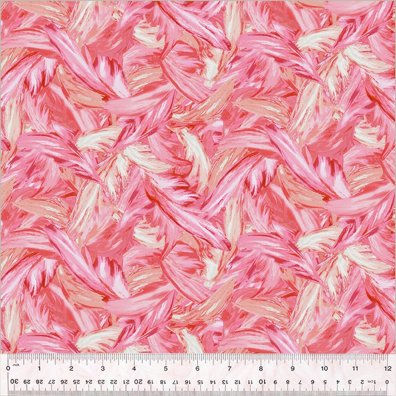 Tropical Paradise Whistler Studios 53931-8 Pink Feathers Cotton