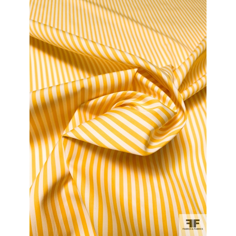 Vertical Striped Yarn-Dyed Cotton Shirting - Bold Yellow / White