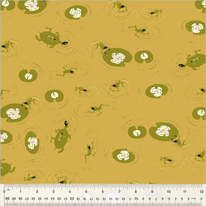 West Hill Heather Ross 52876-9 Olive Lily Pond Cotton