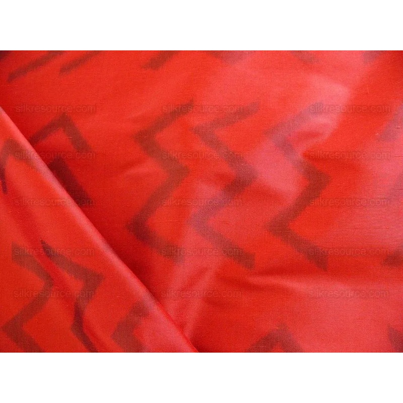 Clarence House Silk Crimson Red "malago" Charcoal Black Ikat MODERN WARP PRINT
