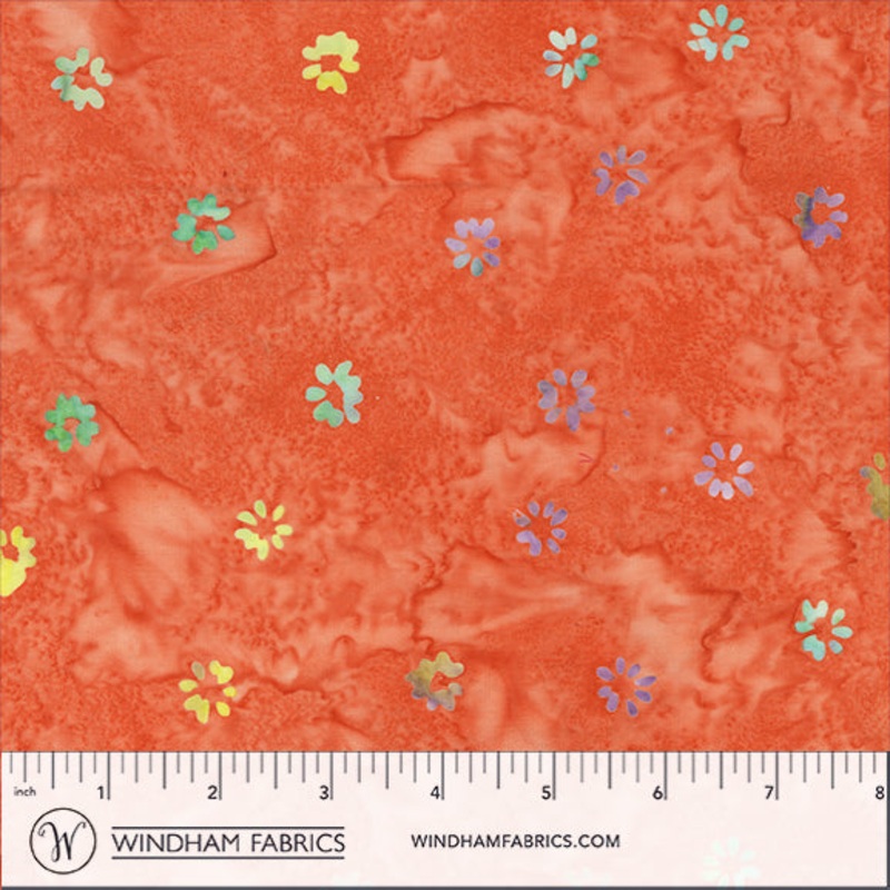 QE8: Charm Anthology Fabrics 455Q-1 Coral Buds Batik Cotton