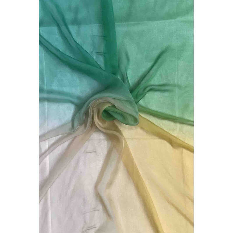 Raffia, Super Lemon, Kelly Green, Sea Green Ombre Silk Chiffon 4D-1044 Fabric