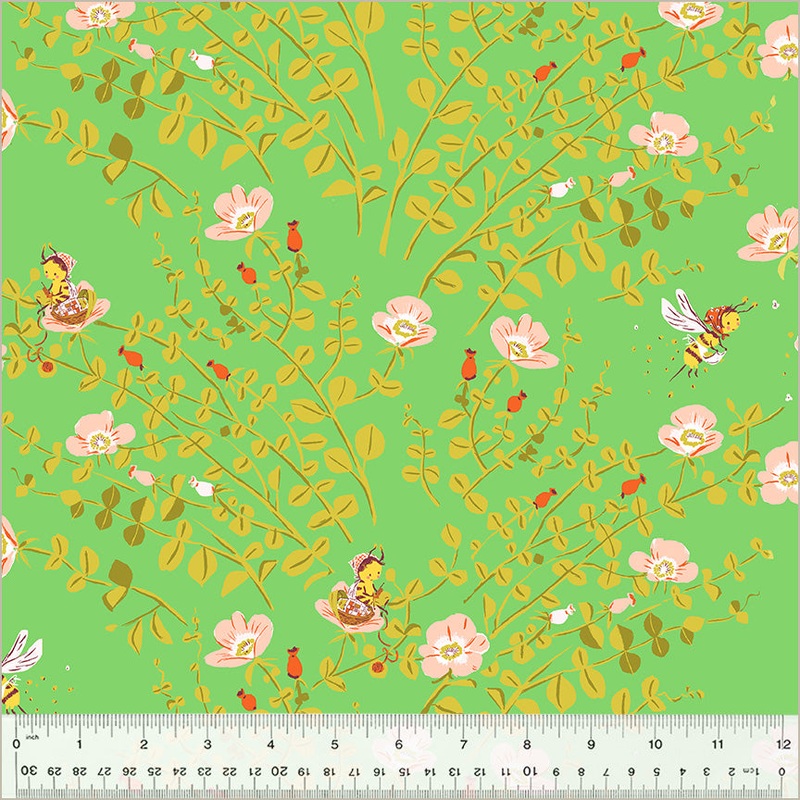 Studio Edit Heather Ross 37023D-5 Green Nanny Bee Cotton