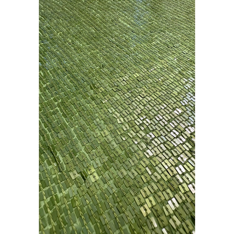 Apple Green Sequin & Beads on Silk Chiffon JEC-198-05