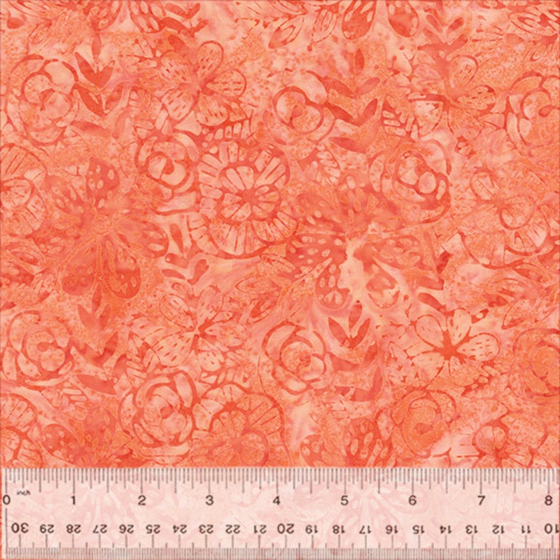 Blush & Blues Anthology Fabrics 2813Q-X Blush Etched Floral Batik Cotton