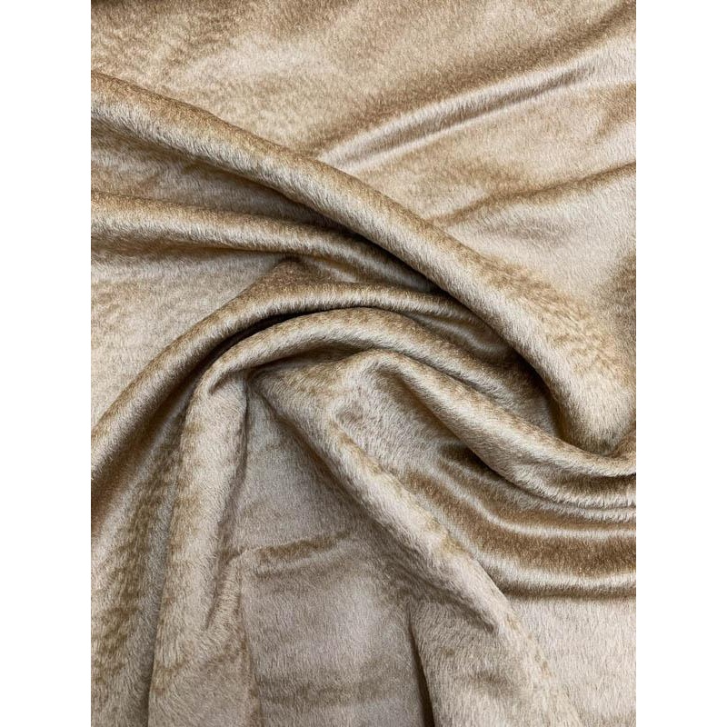 Italian Alpaca Long-Hair Wool Coating - Saddle Brown