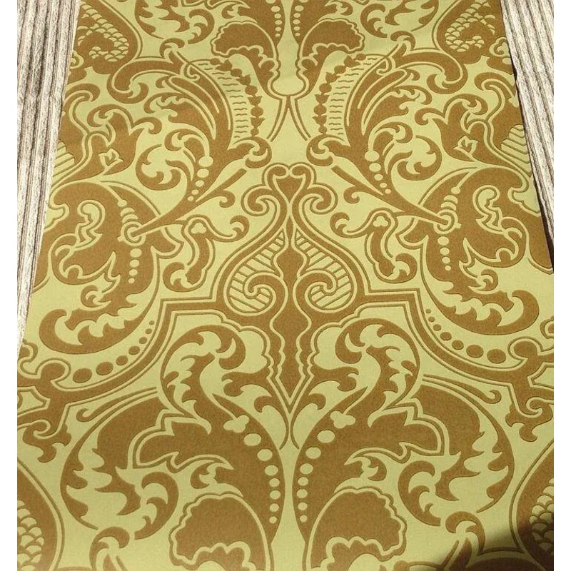 Ralph Lauren Wallpaper Gwynne Damask Pistachio - Green & Gold- By Single Roll