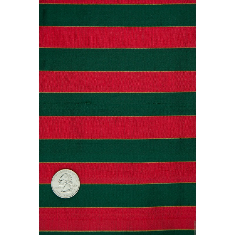 Red Green 442 Striped Silk Shantung