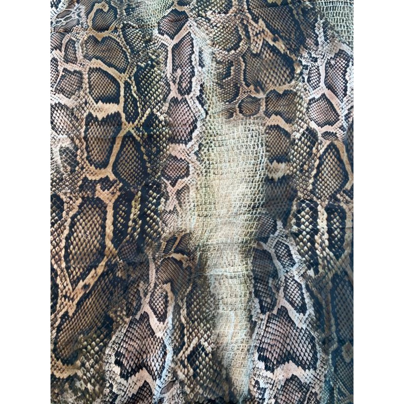 Reptile Printed Satin Silk Chiffon - Black / Olive / Brown