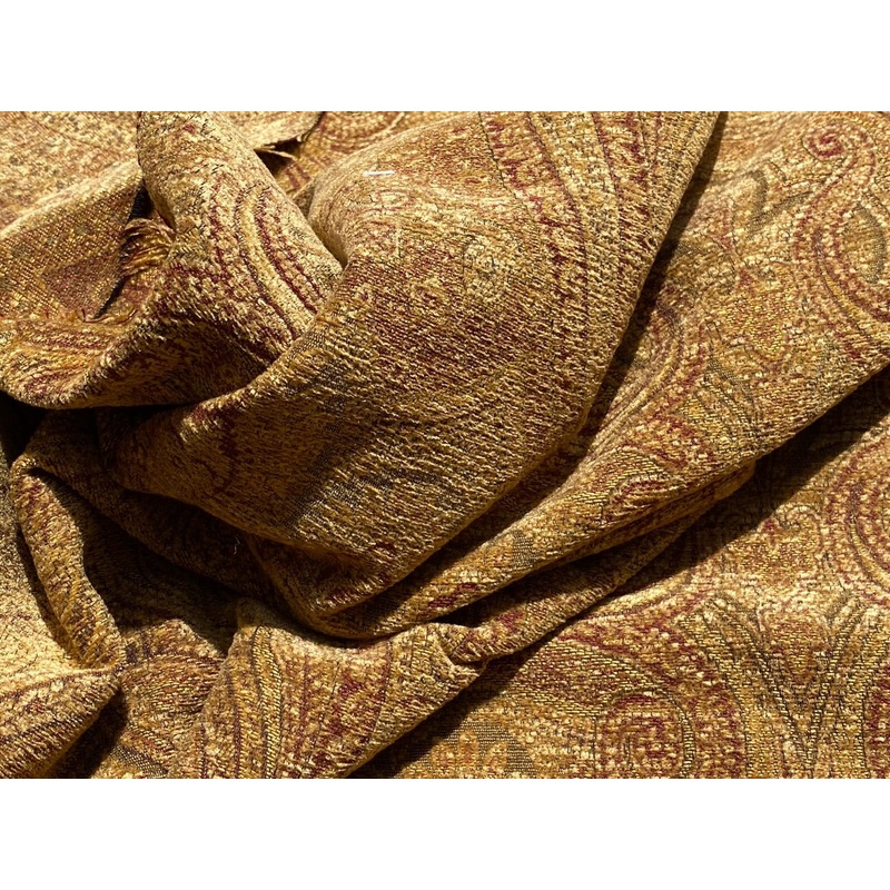 Scalamandre Asha Topaz Woven Turkish Paisley Chenille Paisley Gold - By The Yard