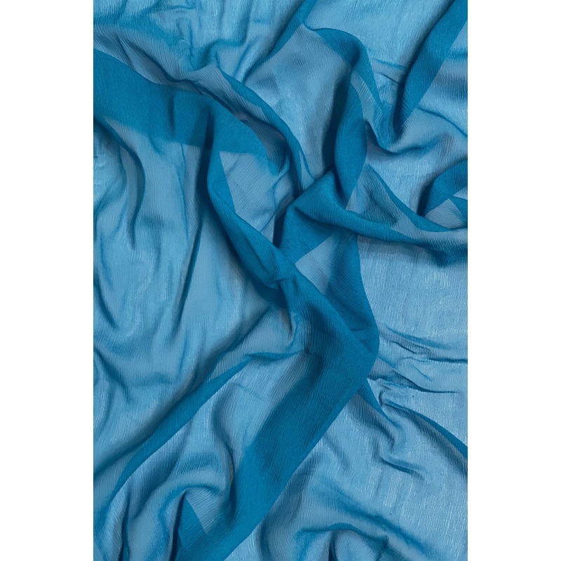 Vivid Blue Silk Heavy Crinkled Chiffon HCD-028 Fabric