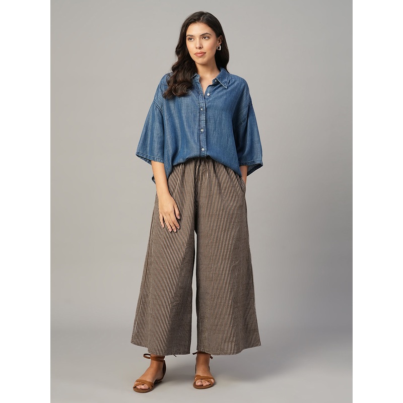 Women's Brown 100% Cotton Regular Fit Culotte BROWN