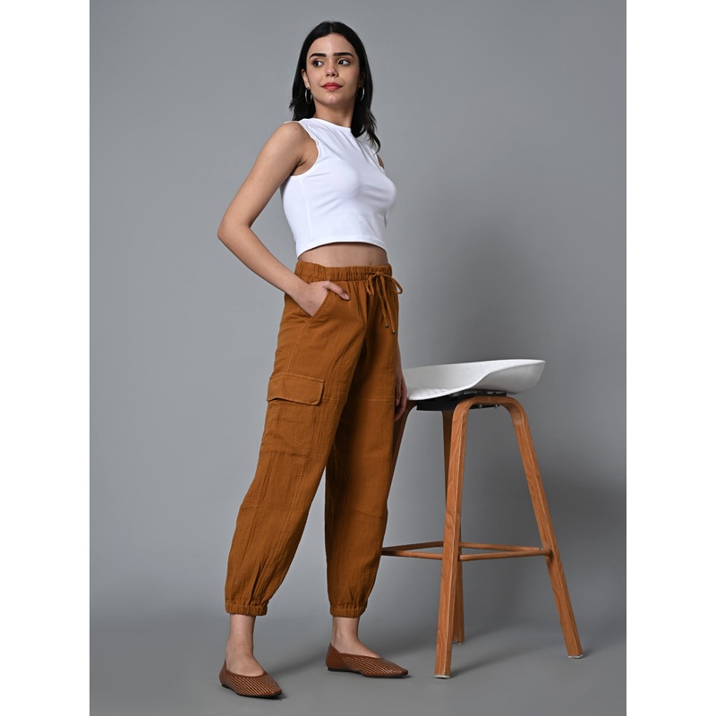 Women's Mustard Cotton Jogger Pant MUSTARD