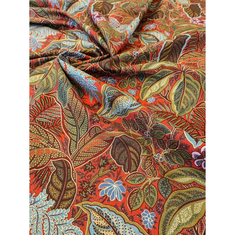 Scalamandre Tropical Paisley Tomato Orange Green Blue Botanical Foliage Floral MSRP USD 364/y