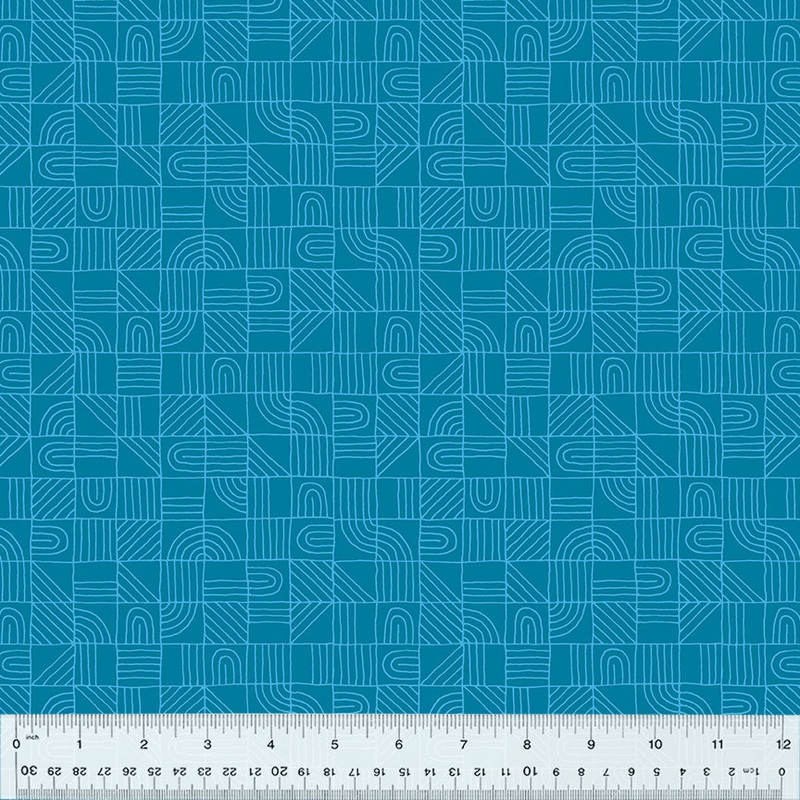 Summer Lovin' Shayla Wolf 53773-16 Cerulean Boxes Cotton