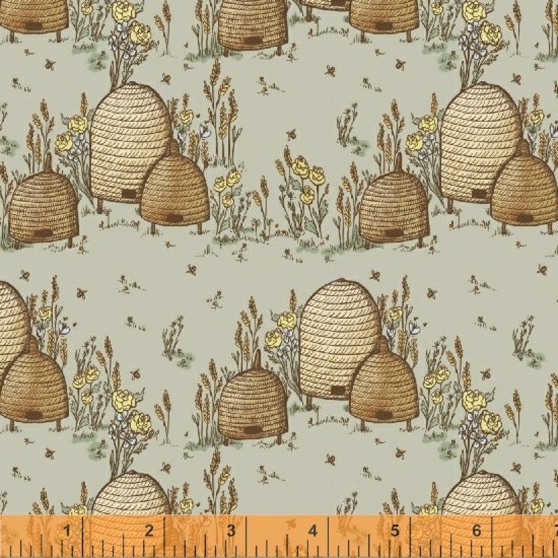Tell The Bees Hackney and Co. 51432-2 Grey Bee Hives Cotton